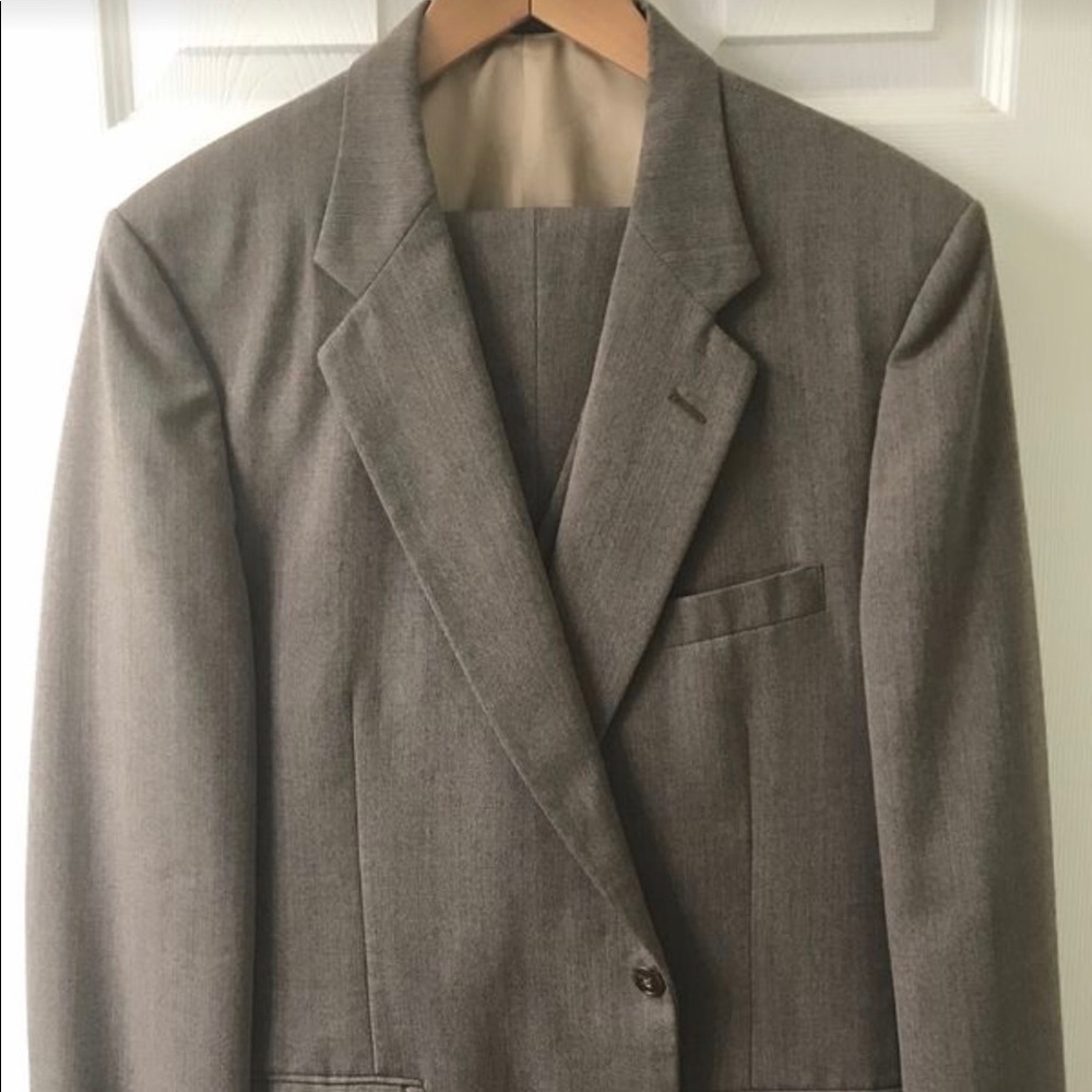 Tan three piece suit